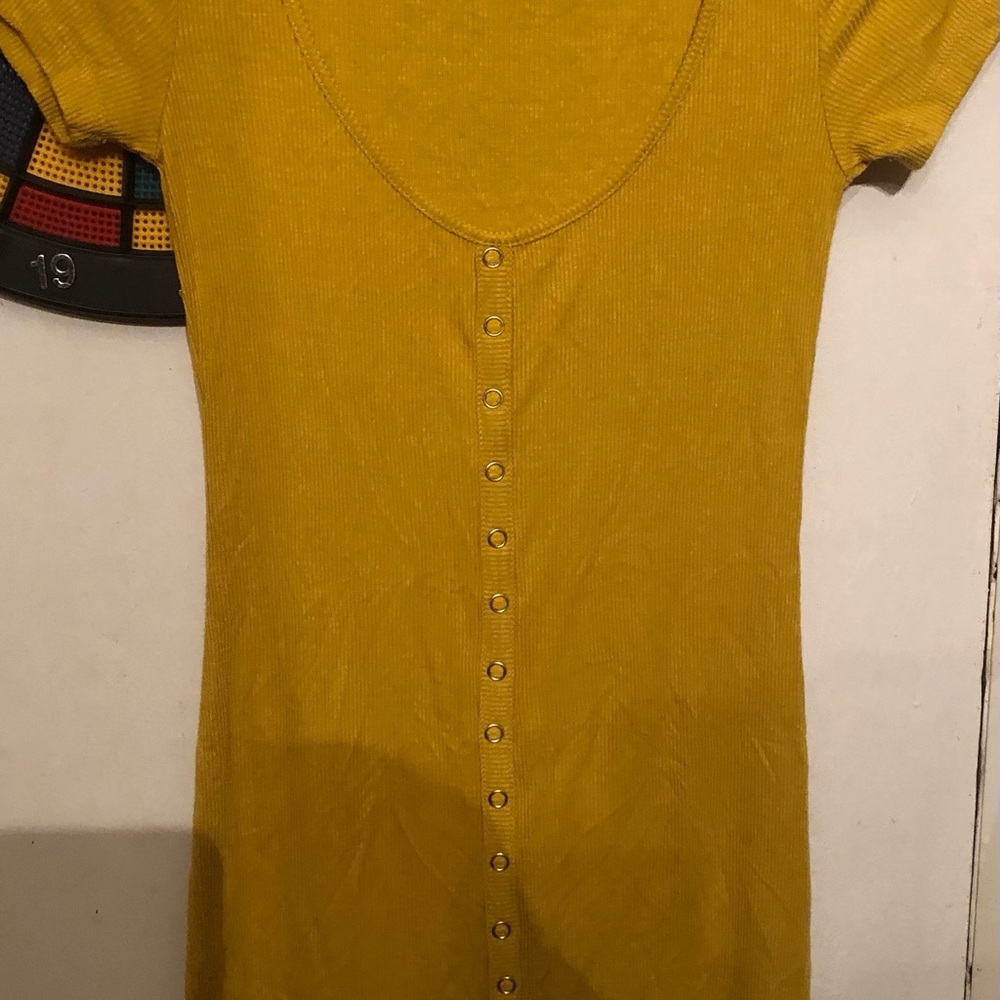 Yellow Button-Down Women's Dress